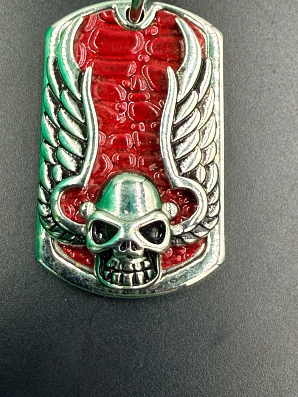 Stainless Steel Skull and Angel Wings Pendant